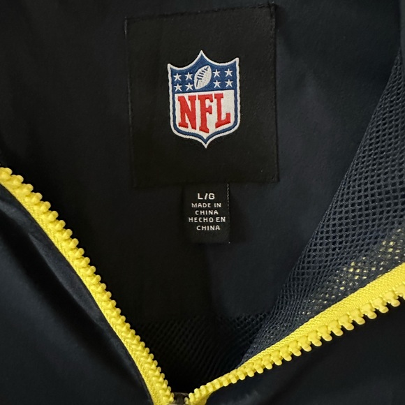 NFL Superbowl XLVIII Windbreaker Pullover 1/4 Zip Navy Yellow Pockets Lined Sz L - Picture 11 of 11